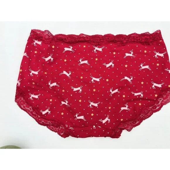 Ambrielle Women’s Bra 40B & Hipster Panty 1X Set Organic Cotton Deer Print - Picture 11 of 14